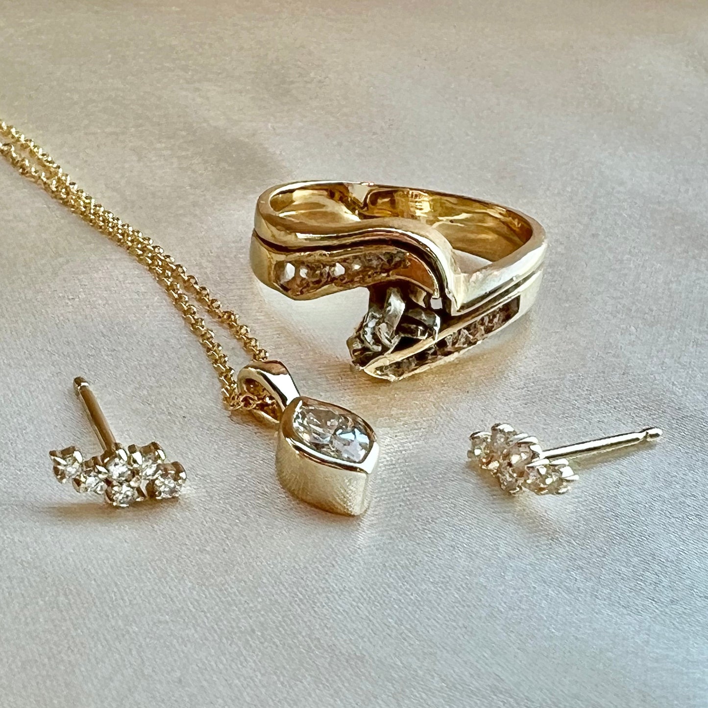 Restyled Engagement ring to Necklace/Earrings