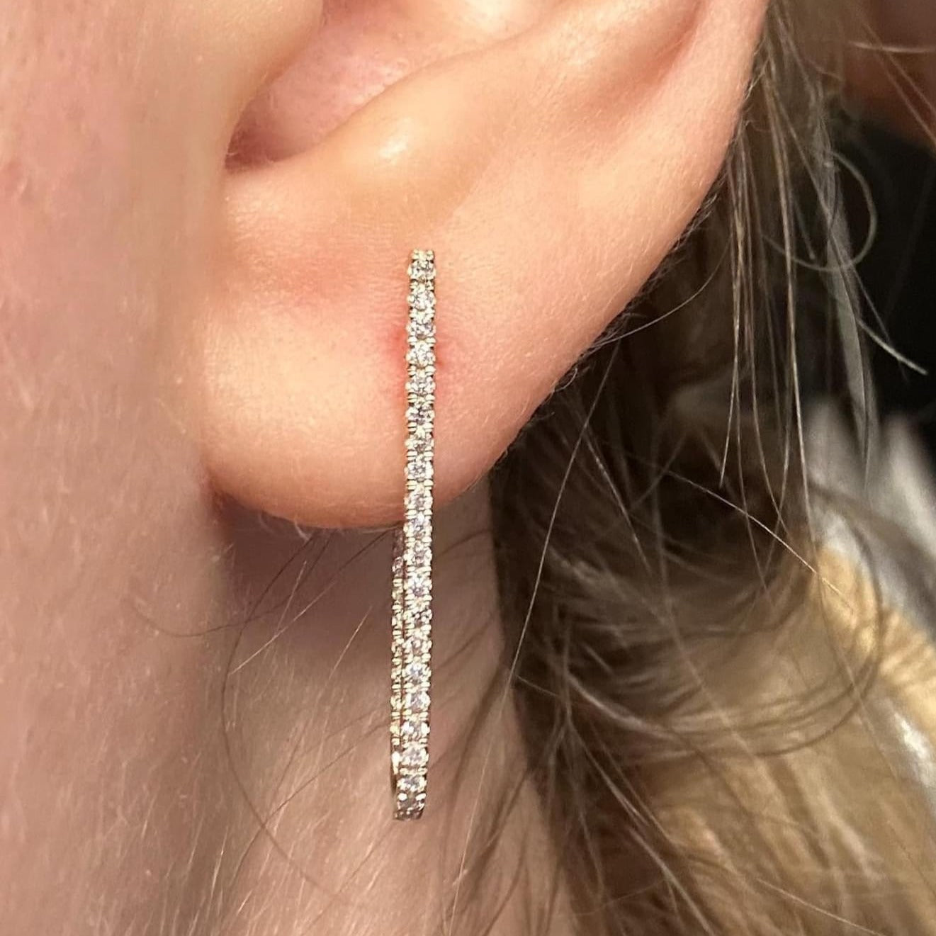 J Hoop Diamond Earring