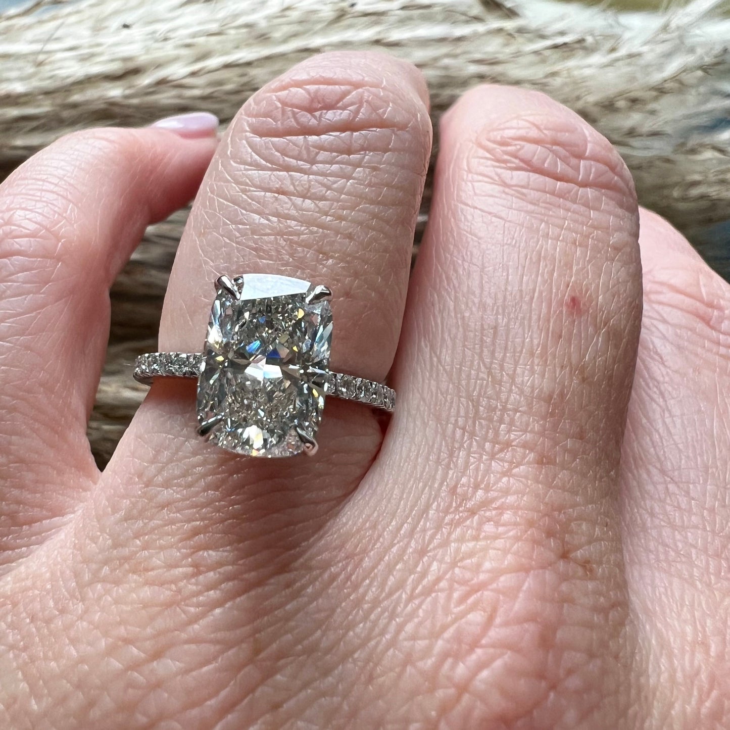 3ct Elongated Cushion Hidden Halo