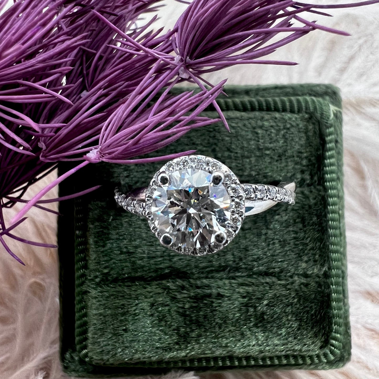Twist Shank Halo Engagement Ring