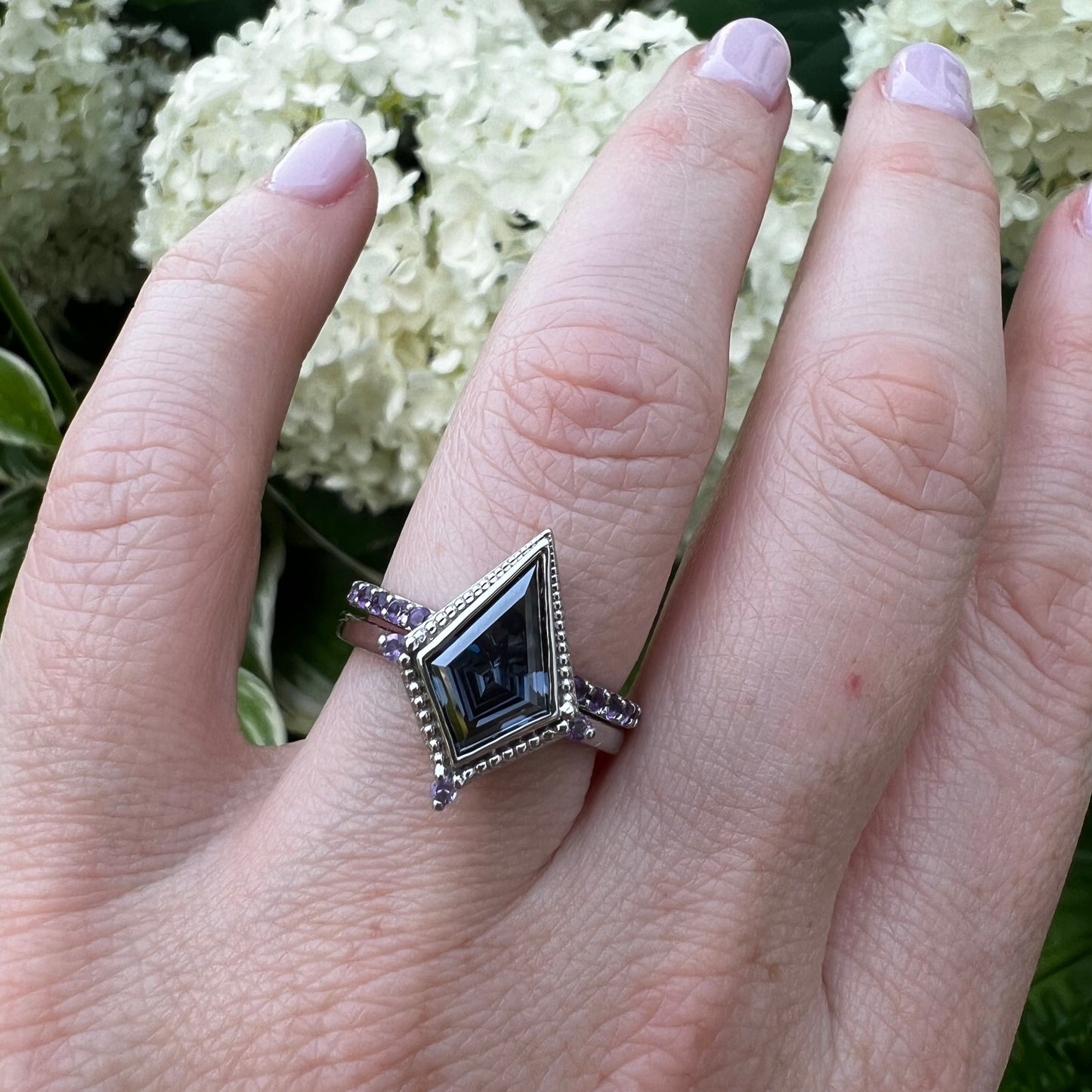 Gray Moissanite Wedding Set