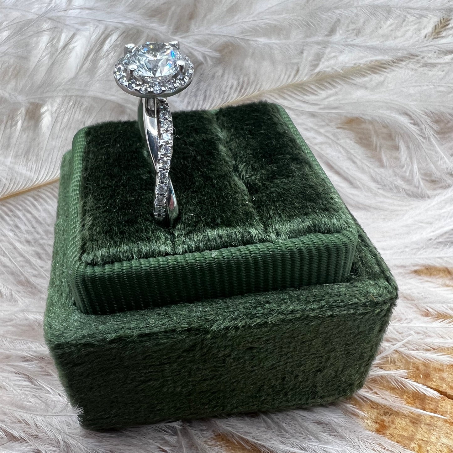 Twist Shank Halo Engagement Ring