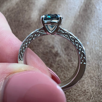 Blue Diamond Celtic Knot Engagement Ring - Colored Engagement Ring