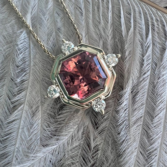 Micah Pink Tourmaline and Diamond Accent Pendant Necklace
