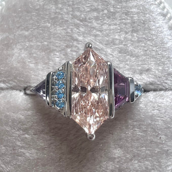 Custom Cut Geometric Engagement Ring - Colored Engagement Ring