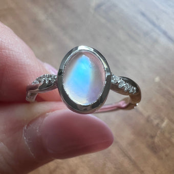Oval Moonstone Engagement Ring - Gemstone Engagement Ring